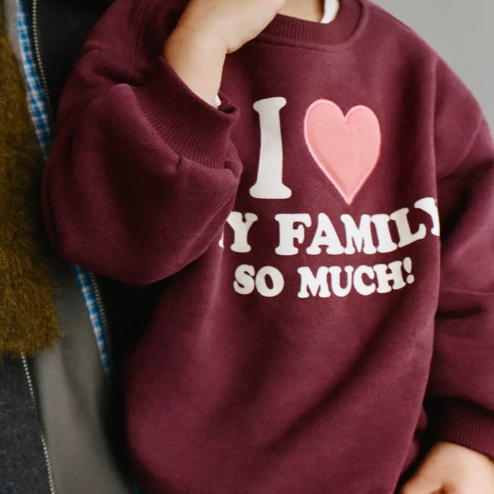 Zara Burgundy Kids Sweater with Heart Design - Picture 2 of 5